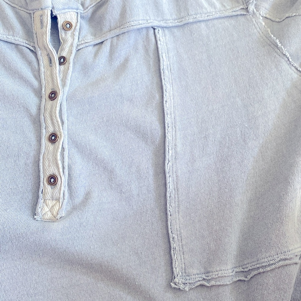 Free People Sky Blue Short Sleeve Henley Tee - Picture 4 of 5